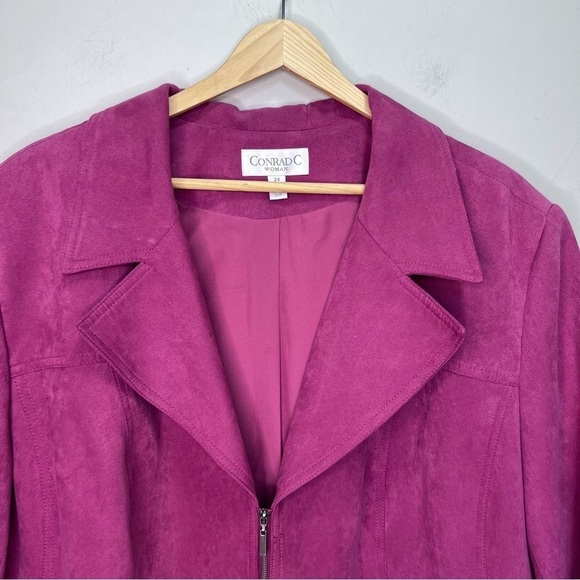 CONRAD C Pink Faux Suede Jacket Size 24 - Picture 2 of 11